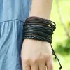 Bangle Unique 4pcs / set mode faux lädervävda armband linne rep unisex diy smycken tillbehör