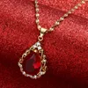 Chains Frame Water Drop Pattern Rhinestones Zircon Crystal Pendants Necklaces For Women Girls Gold Chain Engagement Jewelry Party Gifts