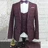 Senaste England Style Men passar H￶gkvalitativ boutique Casual 3 PCS Set Wedding Party Dress Prom Groom Tuxedo Men's Suits Blazers