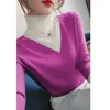 Outono inverno novo suéteres mulheres moda turtleneck manga longa magro falsificação 2 peça pullovers casuais patchwork fundo knittarwear 210412