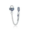 Adatto ai braccialetti Pandora 20pcs argento cuore armadietto chiave catena di sicurezza catena di fascino perline tappo perline per la collana di sterlina europea da DIY all'ingrosso