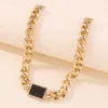Punk minimalistisk chunky chain choker halsband för kvinnor mode geometriska svarta harts hängsmycke halsband 2021 trend smycken