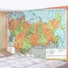 Mapa do mundo de poliéster Imprimir parede pendurado boho tapeçaria Mapa colorido Mandala parede tapeçaria toalha de praia ioga almofada 210609