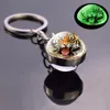 Keychains Glow In The Dark Tiger Keychain Double Side Glass Ball Key Chain Luminous Animal Ring Jewelry Fred22