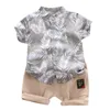 Наборы одежды 2021 летние малыши дети дети мальчика с коротким рукавом мультфильм шаблон рубашки топы + шорты набор одежды для мальчиков #Y