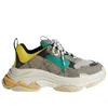 2022 Authentiek The Hacker Project Triple S Beige Groen Geel Flora Print Schoenen Mannen Dames Sporttrainers Oude Papa Platform Sneakers Parijs 17FW met originele doos