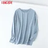 Tangada Kobiety Cukierki Kolor Miękkie Bawełniane Bluzy Oversize Z Długim Rękawem O Neck Loose Swetover Samica Topy 6L1 210609