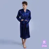 Nachahmung-Seide Paar Roben Kimono Hombre Lose Übergroße Langarm Nachtwäsche Herren Bademantel V-ausschnitt Casual Hause Kleidung Solide 210524