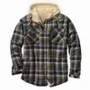 Winter Plaid Jacket Men Fleece Coat Windbreaker Hooded Warm Parkas Utomhus Outwear Overcoats Kläder Mode LM9 211110