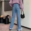 Nomikuma Aşk Kalp Nakış Düz Kot Sonbahar Kış Yüksek Bel Denim Pantolon Kadın Rahat Gevşek Pantalones Femme 3D344 210514