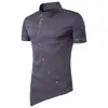 Camisa de manga corta alta calidad para hombres, Tops marca , camisas vestir con botones oblicuos personalidad, 210721
