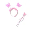 4 Stücke Schmetterlingsflügel Set Kinder Mädchen Fee Doppelschichten Tutu Rock Flügel Zauberstab Stirnband Cosplay Kleidung Party Kostüm Y0913