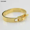 Fashion Women Cuff Shape Special Clasp Bracelets Bangle 316L Stainless Steel Nails Bangles Bracelet Yellow Gold With CZ293T