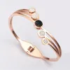 Mode 316 Rostfritt st￥l Rose Gold Crystal Spring Bangle -armband Nickelfria smycken f￶r kvinnors presentdesign