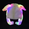 Kvinnor Kid Cute Cartoon LED Light Rabbit Hat Beanie Plush Ears Moving Bunny Hats Earflaps Ear Movible Cap Vuxen Kids Christmas Winter Warms Gift HY0216