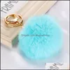 Keychains Fashion Aessories Fur Keychain 1Pc Cute Pompom Fake Ball Key Chain Fluffy Pompon Keyring Bag Charms Ring Llaveros Chaveiros Drop D