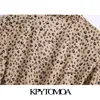 Abiti da donna eleganti con stampa leopardata con volant e maniche lunghe in vita elastica abiti femminili 210420