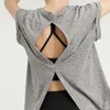 Vrouwen T-shirt Tops Kleding Vest Yoga Short-Mouwen Fitness Meisjes Joggers Oefening Na het uitvoeren van open vork Snelle droge schoonheid terug elastiek