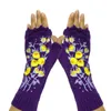 Beş Parmak Eldivenleri Kadın Sonbahar Örme Uzunluk Bilek Parmaksız Tatlı Küçük Sarı Çiçek Nakamı Thumbhole Mittens Kol Isıtıcıları