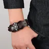 Mode Äkta Läder Armband För Män Brun Wide Manschett Bracelets Bangle Wristband Vintage Punk Male Smycken Gift