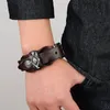 Fashion Genuine Leather Bracelet for Men Brown Wide Cuff Bracelets & Bangle Wristband Vintage Punk Male Jewelry Gift