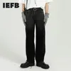 IEFB vêtements pour hommes coréen Ins tendance taille haute noir gris jean décontracté ample droite Vintage Denim pantalon 9Y7164 210524