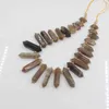 15.5"Strand Labradorite/Moonstone/Sunstone Double Point Pendants,Top Drilled Gems Faceted Hexagon Slice Stick Spike Loose Beads
