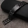Cinturini per orologi Cinturino nero 18MM 20MM 22MM 24MM Cinturino in metallo con cinturino in acciaio inossidabile Cinturino da polso con estremità dritta con un bottone laterale In vendita