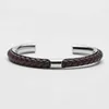 Bracelet en acier inoxydable 316l pour hommes, bracelet ouvert, bracelet géométrique en acier titane, bracelets de 18cm, bracelet en cuir Q0717