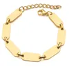 Retro stainless steel 18k gold plated paper clip link chain bracelet with extension chains