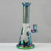 Narguilés colorés arc-en-ciel Bongs en verre 14mm Famle Joint Pommeau de douche Perc Tube Heady Water Pipes Oil Dab Rig 9 pouces droite