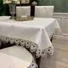 Nappe de salle à manger rectangulaire de luxe en dentelle brodée, couverture ronde, fleur élégante, tissu creux, serviettes de drapeau 211103