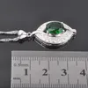 Ketting oorbellen set oogontwerp bruids bruiloft zilveren kleur groene kristalring en qz0234