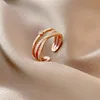 Anillos torcidos multicapa de circón de diseño de moda para mujer, anillo ajustable para nudillo de dedo medio, joyería para estudiantes