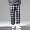 Autumn Plaid Pants Men Fashion Loose Hip Hop Casual Trousers Korean Male Harem Pant All-match Confortable Joggers Streerwear 211201