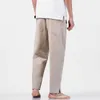 Japońska bawełna lniane spodnie z paskiem na kostce spodnie w stylu chińskim Casual męskie spodnie haremki męskie spodnie do biegania męskie spodnie fitness Ma H0831