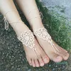 Crochet white barefoot sandals Nude shoes Foot jewelry Beach wear Yoga shoes Bridal anklet bridal beach accessories white lace sandals