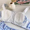 NXY sexy setSoft cotton lingerie and panties sets chic vintage lattice girl wire free bra suit tube top underwear larger size 1127