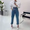 Frauen Vintage Harem Denim Hosen Frühling Sommer Lose Hohe Taille Blau Streetwear Jeans Böden 210525