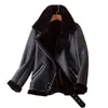 Ailegogo Winter Coats Women Thick Faux Leather Fur Sheepskin Coat Female Fur Leather Jacket Jacket Casaco Feminino 211108