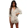 Dames Jumpsuits Rompertjes Zomer Mode Shirt Jumpsuit Lady Seaside Holiday Casual Women Gray Playsuits