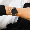 Nieuwe vrouwenhorloge mode ultradunne roestvrijstalen riem quartz unisex horloges eenvoudige wijzerplaat horloge relogio feminino