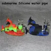 Glass bong submarine smoking hookah silicone hand pipe oil Spoon Pipes with bowl portable unbreakable dabber tool