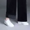 女性のためのズボンハイウエストの因果関係の緩い脚のズボン女性冬の暖かい厚い二重ベルベット韓国のファッションエレガント211124