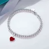 Nueva pulsera de amor, diseño de nicho para mujer, sensación de perla redonda, corazón azul, pulsera de corazón rojo, regalo G1105