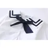 Japoński styl dziewczyny żeglarz kołnierz bowknot koszulki bawełniany krawat z długim rękawem koszulka dzieci ubrania 210508