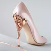 2021 pink blue bridal wedding shoes Pointed eden pumps Women high heels 9 cm with leaves for evening Cocktail prom party Black