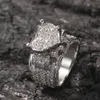 Hip Hop New Men's Big Love Men Ring Famous Brand Iced Out Micro Pave CZ Rings Punk Rap Jewelry