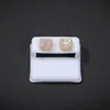 Fancy 18K Gold Plated Square Zirconia Brass Stud 925 Silver Post Earring