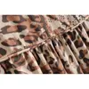 Bohemia Bandage Lacing up Collar Contrast color Leopard Print Dress BOHO Woman Long Sleeve Maxi Holiday Dresses Beach 210429